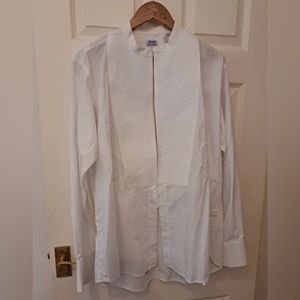 BUDD SHIRTMAKERS White Pique Marcella Long Sleeved Tuxedo Shirt, Size 16